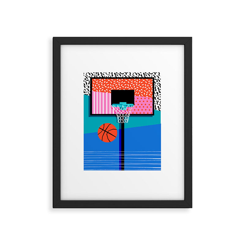 All Day - memphis art print, retro art print, 80s, basketball, basketball art print Framed Art Print Gallery Image 5