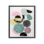 Amped - retro memphis throwback 80s style grid dots painting cut paper Framed Canvas Print Gallery Image 6