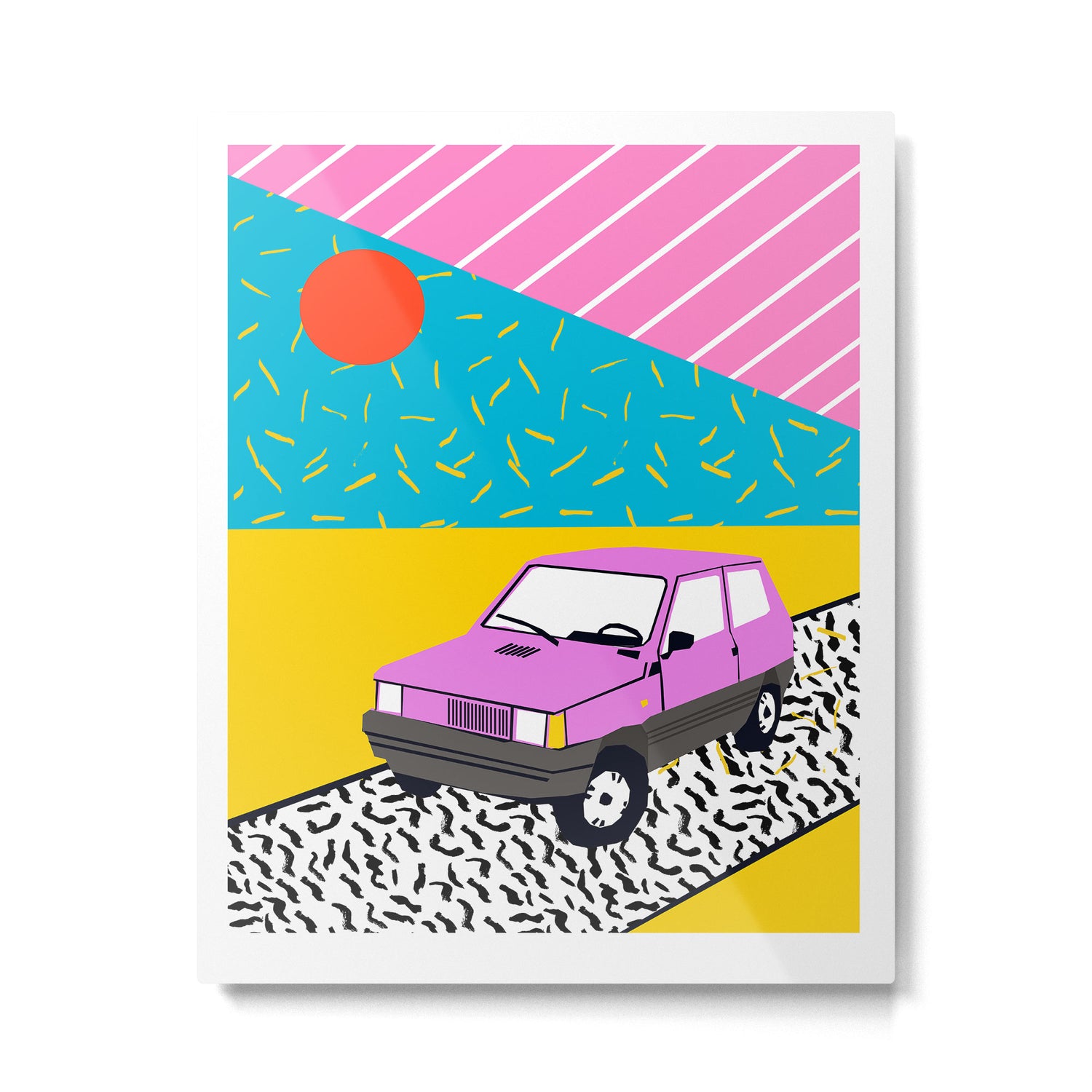 Amped - throwback 80s memphis vintage cars sunset socal california beach life Metal Print Gallery Image 4