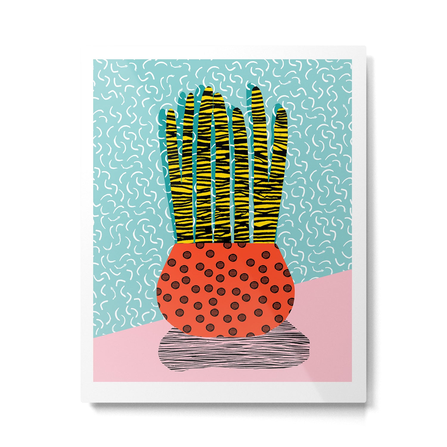 Amped - throwback vintage retro art print memphis style period hipster colorful bright pop art funny Metal Print Gallery Image 4