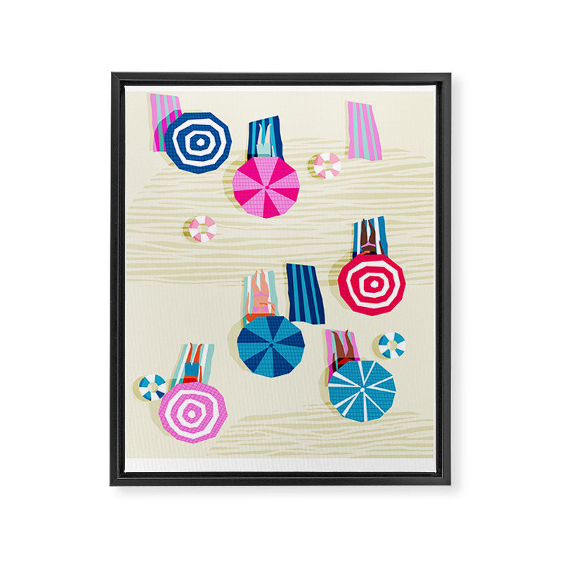A-OK - memphis throwback neon wacka design pop art illustration beach socal vacation 1980s 80s style Framed Canvas Print Gallery Image 6