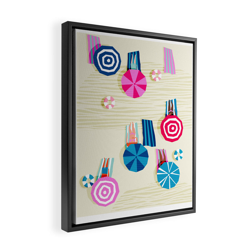 A-OK - memphis throwback neon wacka design pop art illustration beach socal vacation 1980s 80s style Framed Canvas Print Gallery Image 2