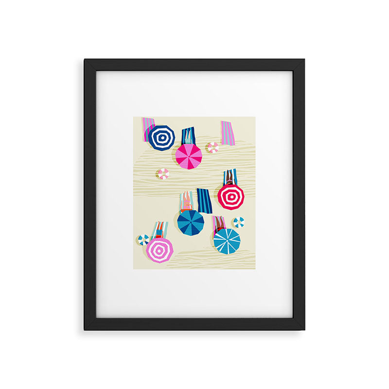 A-OK - memphis throwback neon wacka design pop art illustration beach socal vacation 1980s 80s style Framed Art Print Gallery Image 5