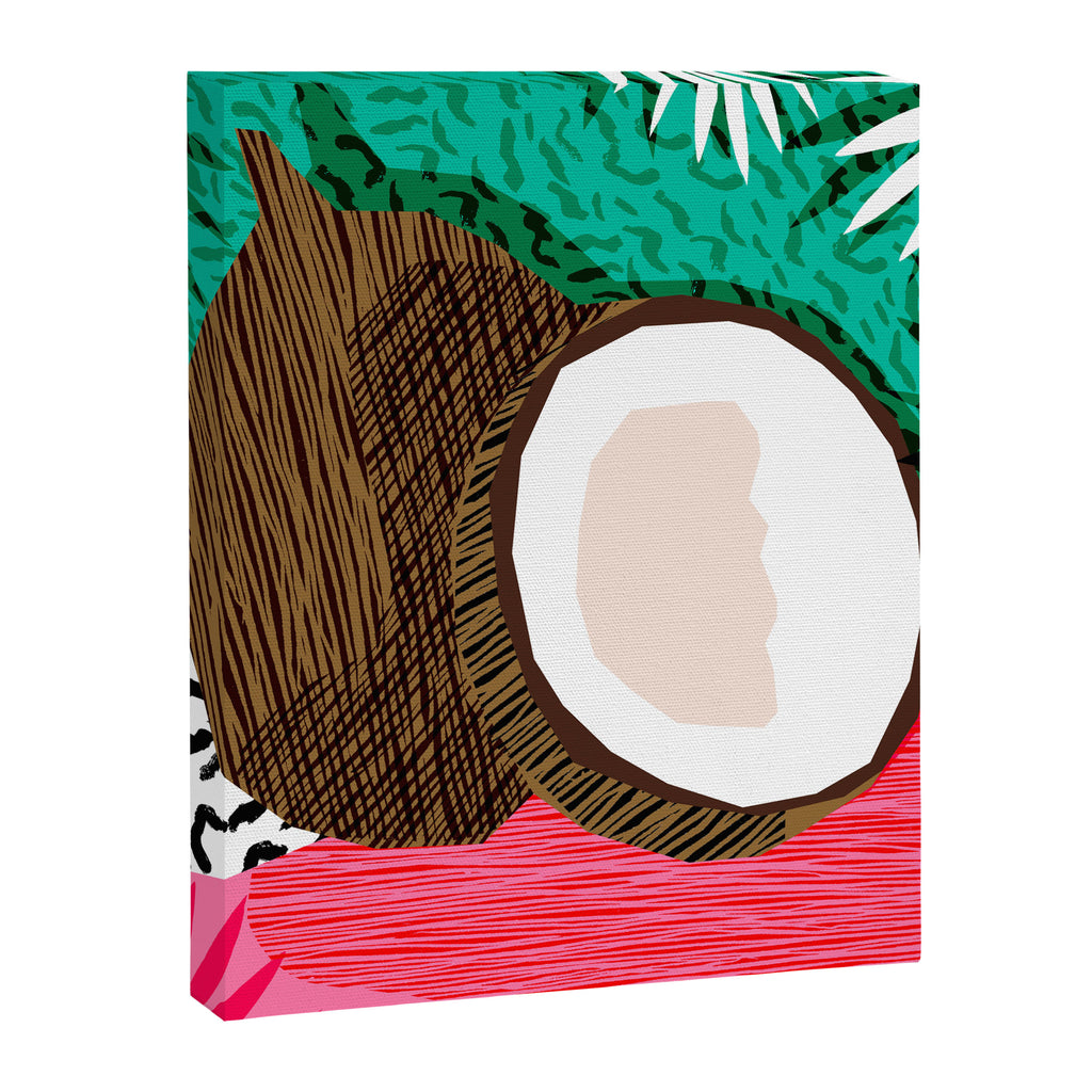 Bada Bing - memphis throwback tropical coconuts food vegan nature abstract illo neon 1980s 80s style Canvas Print Gallery Image 8