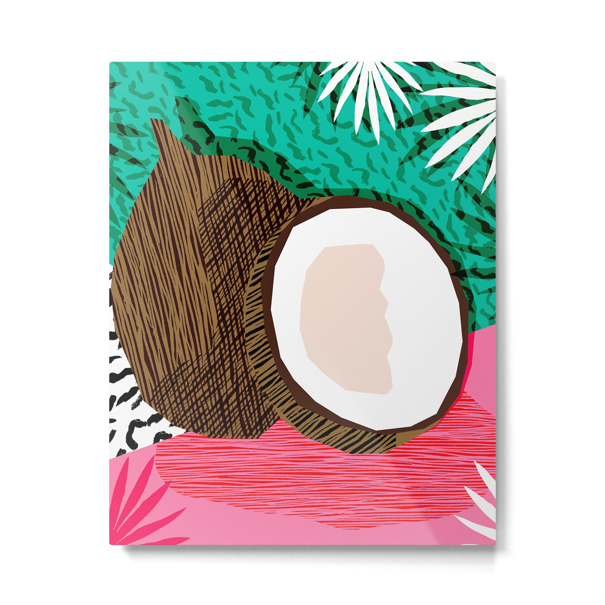Bada Bing - memphis throwback tropical coconuts food vegan nature abstract illo neon 1980s 80s style Metal Print Gallery Image 6