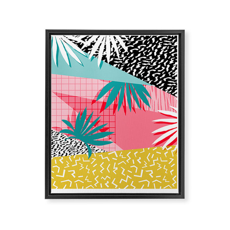 Bingo - throwback retro memphis neon tropical socal desert festival trendy hipster pattern pop art Framed Canvas Print Gallery Image 6