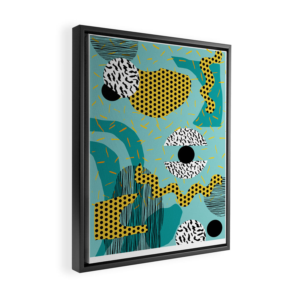 Boss - abstract 80s style memphis vibes patterns 1980's retro minimal throwback decor Framed Canvas Print Gallery Image 2