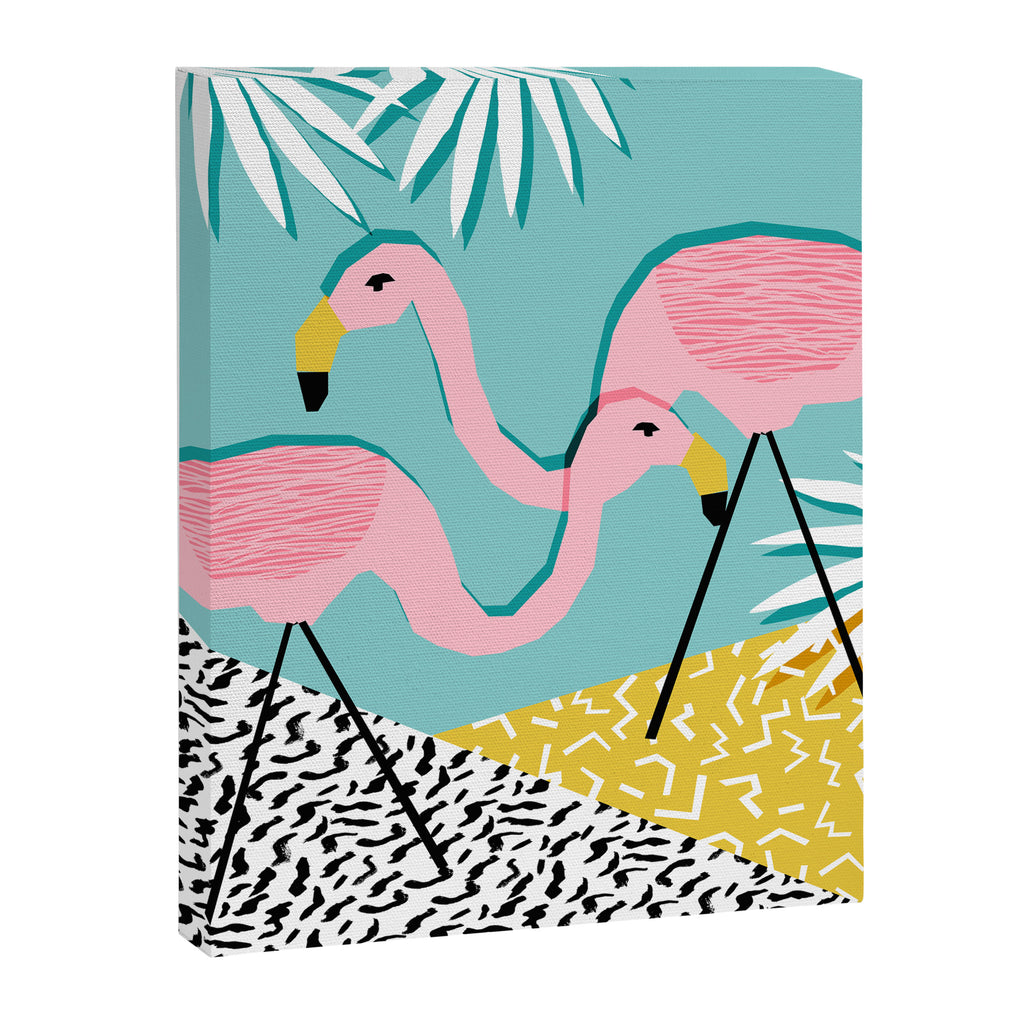 Bro - wacka design memphis throwback minimal retro hipster 1980s 80s neon pop art flamingo lawn Canvas Print Gallery Image 6