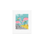 Bro - wacka design memphis throwback minimal retro hipster 1980s 80s neon pop art flamingo lawn Art Print Gallery Image 1