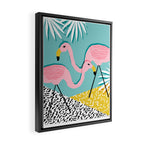 Bro - wacka design memphis throwback minimal retro hipster 1980s 80s neon pop art flamingo lawn Framed Canvas Print Gallery Image 2