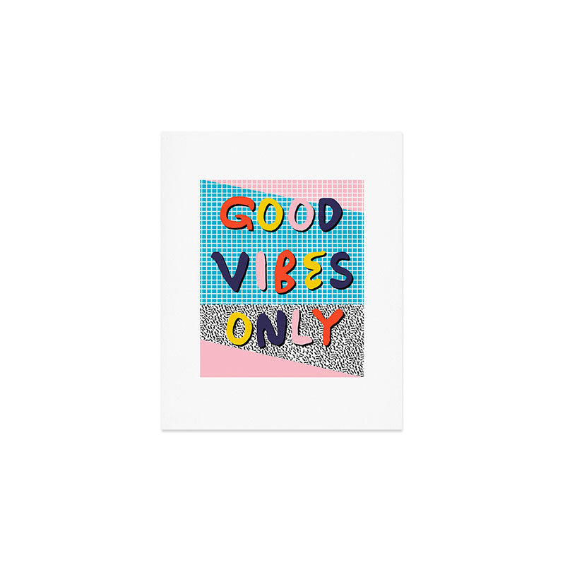 Check it - good vibes happy smiles fun modern memphis throwback art 1980's 80's 80s 1980s 1980 neon  Art Print Gallery Image 1