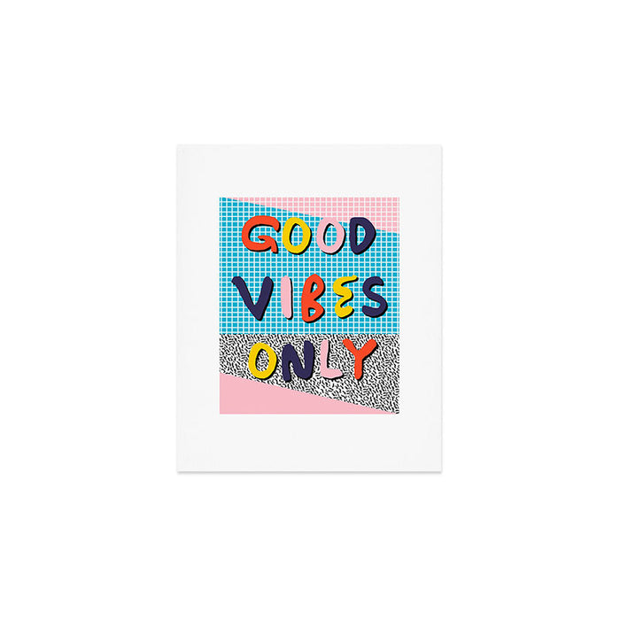 Check it - good vibes happy smiles fun modern memphis throwback art 1980's 80's 80s 1980s 1980 neon  Art Print Gallery Image 1