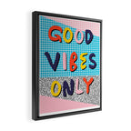 Check it - good vibes happy smiles fun modern memphis throwback art 1980's 80's 80s 1980s 1980 neon  Framed Canvas Print Gallery Image 2
