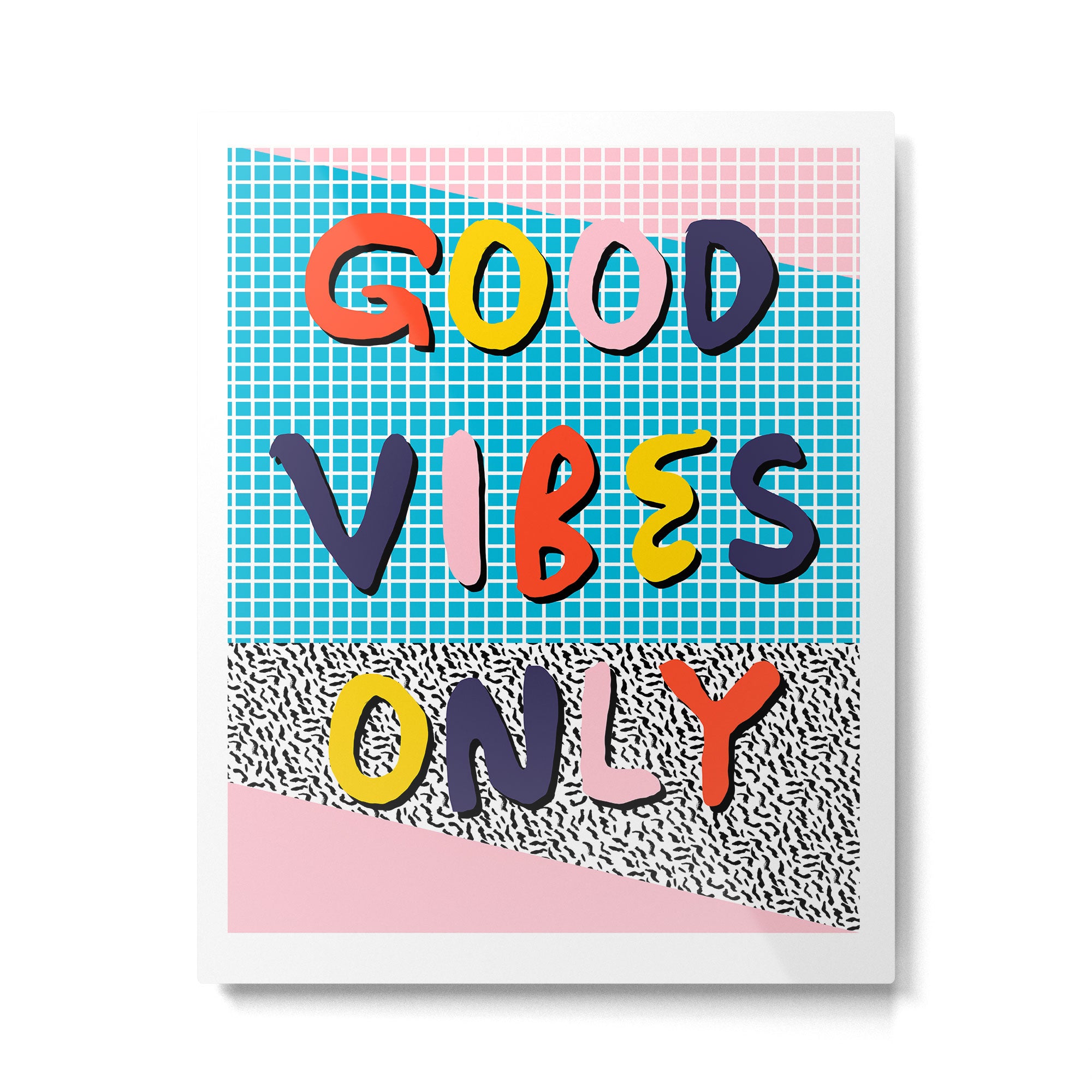 Check it - good vibes happy smiles fun modern memphis throwback art 1980's 80's 80s 1980s 1980 neon  Metal Print Gallery Image 4