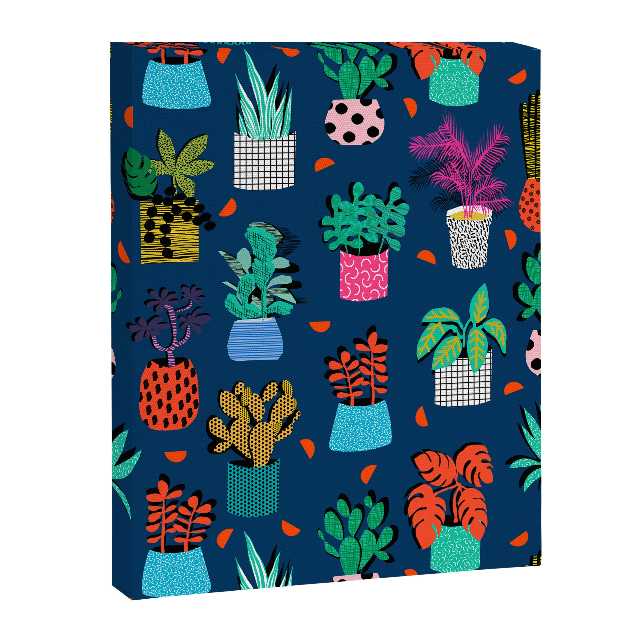 Check It - house plants indoor monstera neon bright modern pattern retro throwback memphis style Canvas Print Gallery Image 6