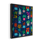 Check It - house plants indoor monstera neon bright modern pattern retro throwback memphis style Framed Canvas Print Gallery Image 2