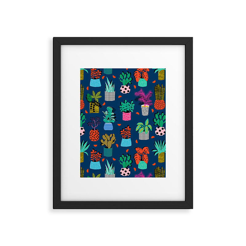 Check It - house plants indoor monstera neon bright modern pattern retro throwback memphis style Framed Art Print Gallery Image 5