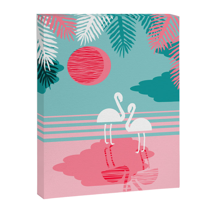 Chill Vibes - memphis retro throwback 1980s 80s neon pop art flamingo paradise socal vacation Canvas Print Gallery Image 1