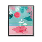 Chill Vibes - memphis retro throwback 1980s 80s neon pop art flamingo paradise socal vacation Framed Canvas Print Gallery Image 6