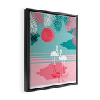 Chill Vibes - memphis retro throwback 1980s 80s neon pop art flamingo paradise socal vacation Framed Canvas Print Gallery Image 2
