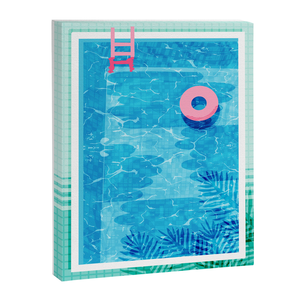 Chillin' - poolside palm springs vacation resort tropical swim swimming retro neon throwback 1980s Canvas Print Gallery Image 6
