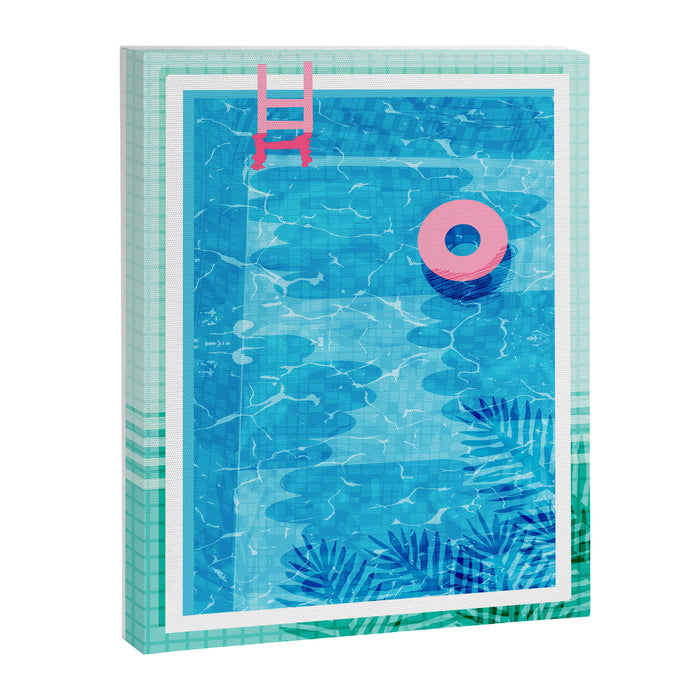 Chillin' - poolside palm springs vacation resort tropical swim swimming retro neon throwback 1980s Canvas Print Gallery Image 1