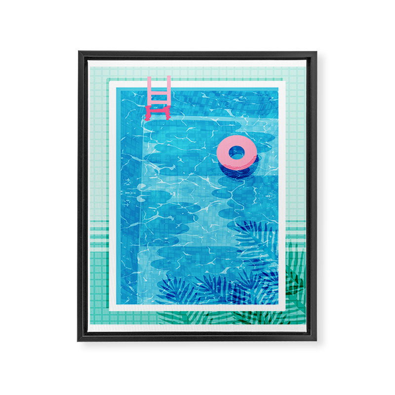 Chillin' - poolside palm springs vacation resort tropical swim swimming retro neon throwback 1980s Framed Canvas Print Gallery Image 6
