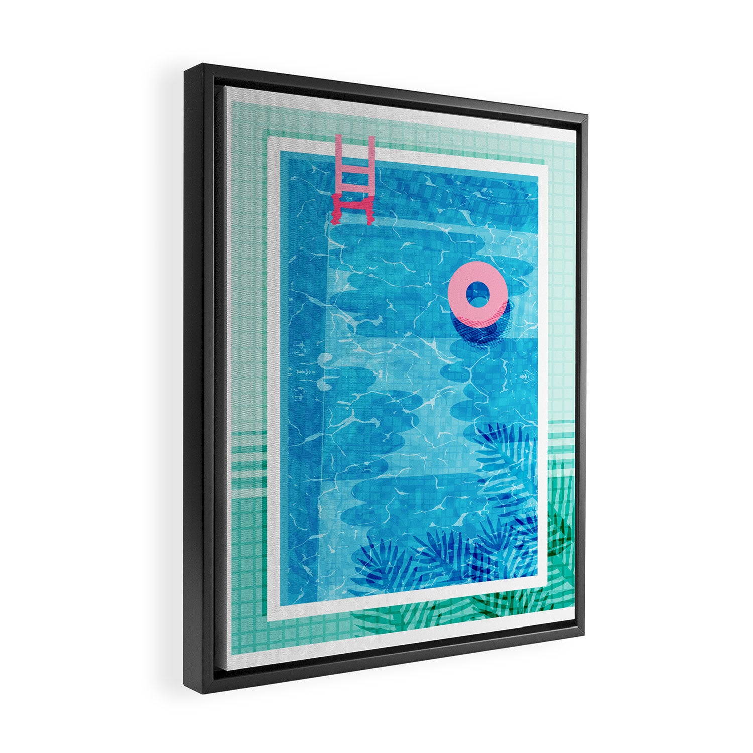 Chillin' - poolside palm springs vacation resort tropical swim swimming retro neon throwback 1980s Framed Canvas Print Gallery Image 2