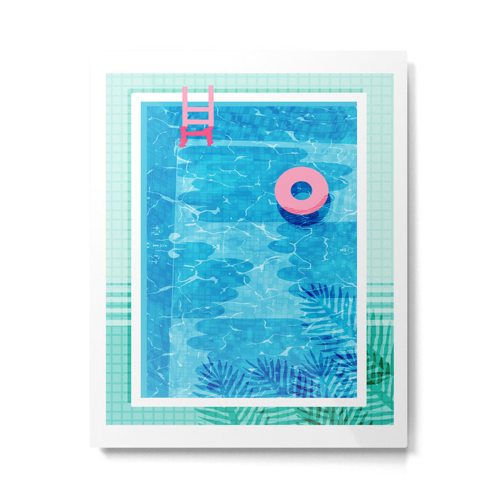 Chillin' - poolside palm springs vacation resort tropical swim swimming retro neon throwback 1980s Metal Print Gallery Image 1