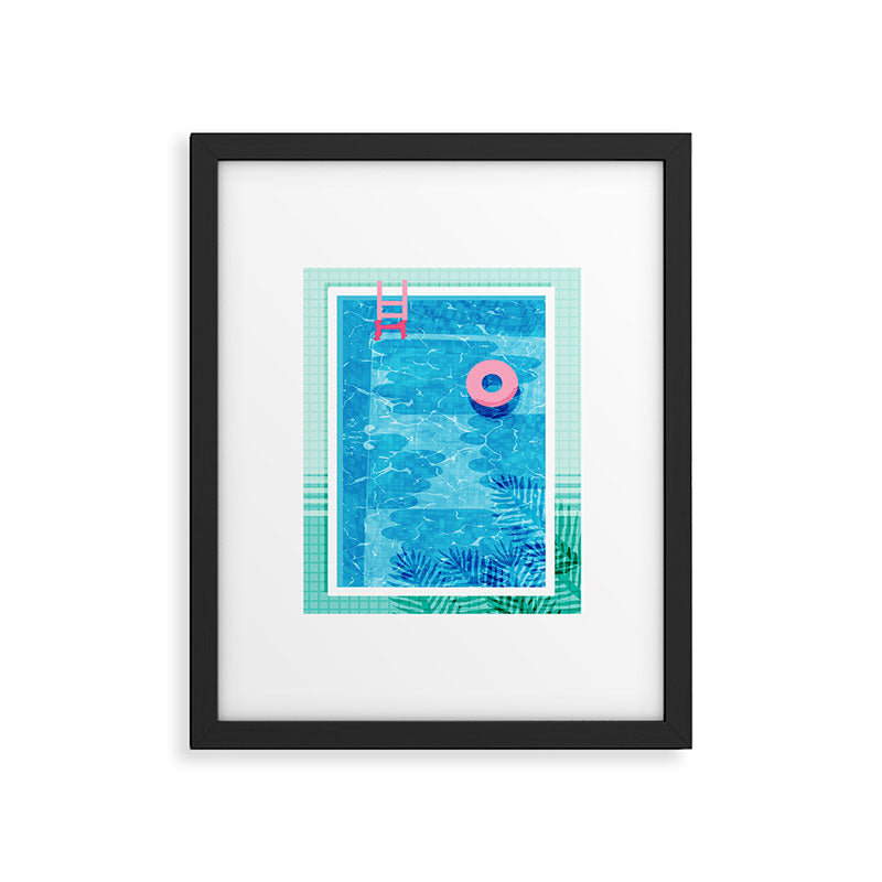 Chillin' - poolside palm springs vacation resort tropical swim swimming retro neon throwback 1980s Framed Art Print Gallery Image 5