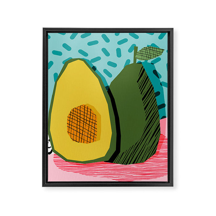 Choice - wacka memphis throwback retro neon fruit avocado vegetable vegan vegetarian art decor Framed Canvas Print Gallery Image 1