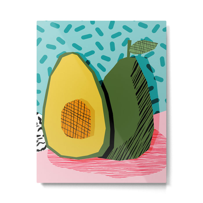 Choice - wacka memphis throwback retro neon fruit avocado vegetable vegan vegetarian art decor Metal Print Gallery Image 1