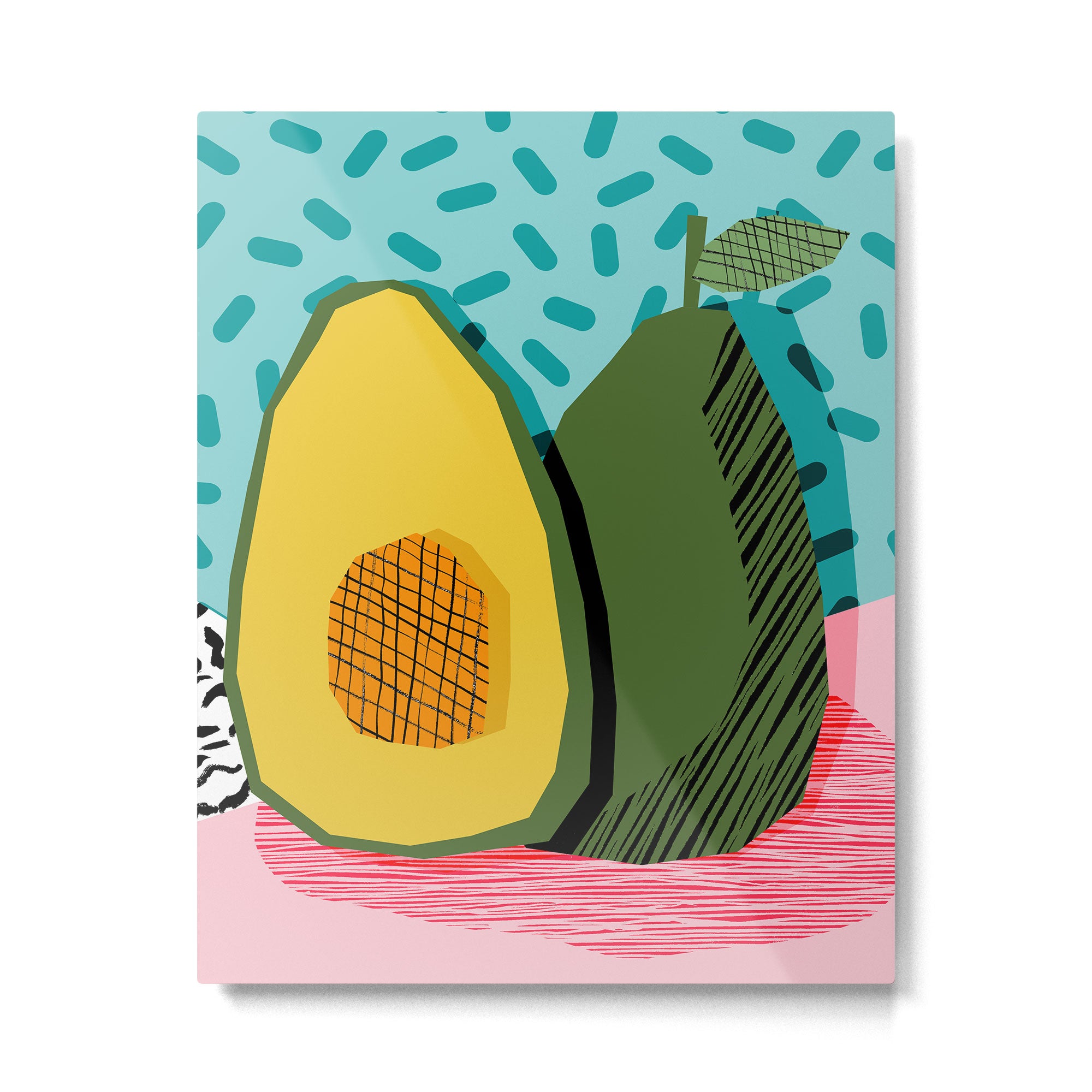Choice - wacka memphis throwback retro neon fruit avocado vegetable vegan vegetarian art decor Metal Print Gallery Image 6