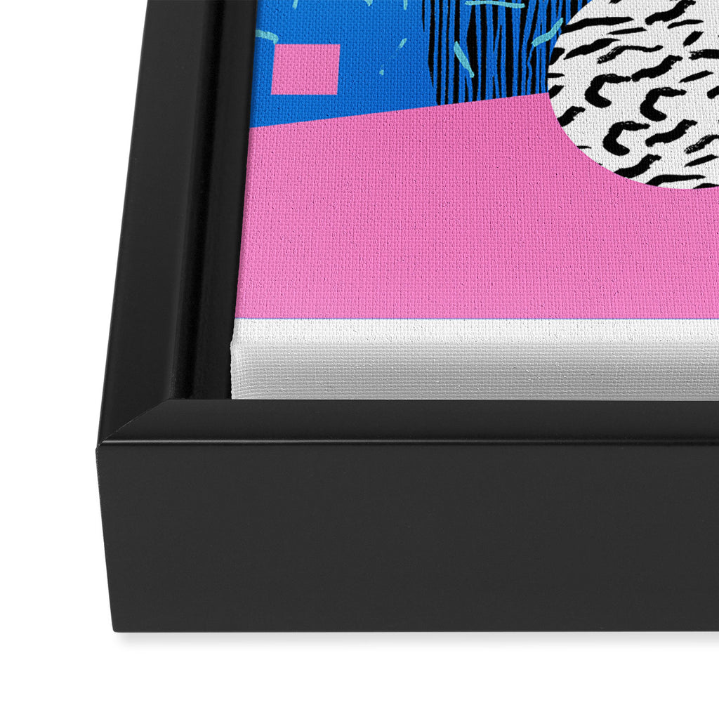 Crank - 80s retro throwback minimal abstract painting memphis style trendy vibes all day Framed Canvas Print Gallery Image 3