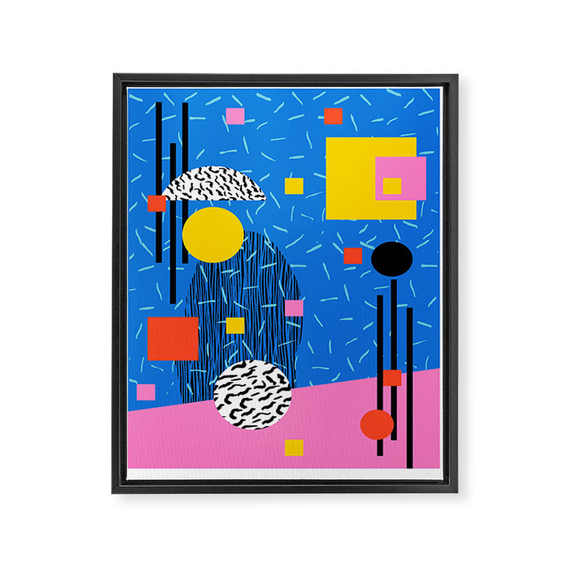 Crank - 80s retro throwback minimal abstract painting memphis style trendy vibes all day Framed Canvas Print Gallery Image 6