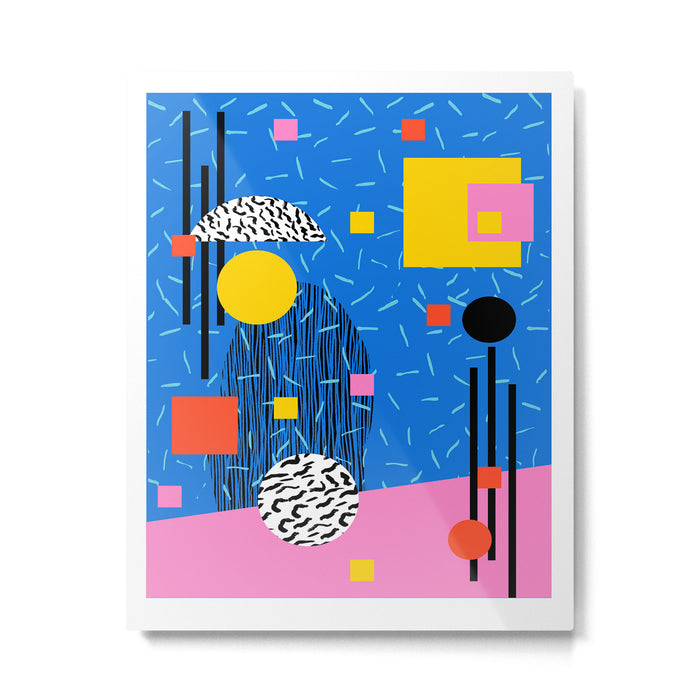 Crank - 80s retro throwback minimal abstract painting memphis style trendy vibes all day Metal Print Gallery Image 1