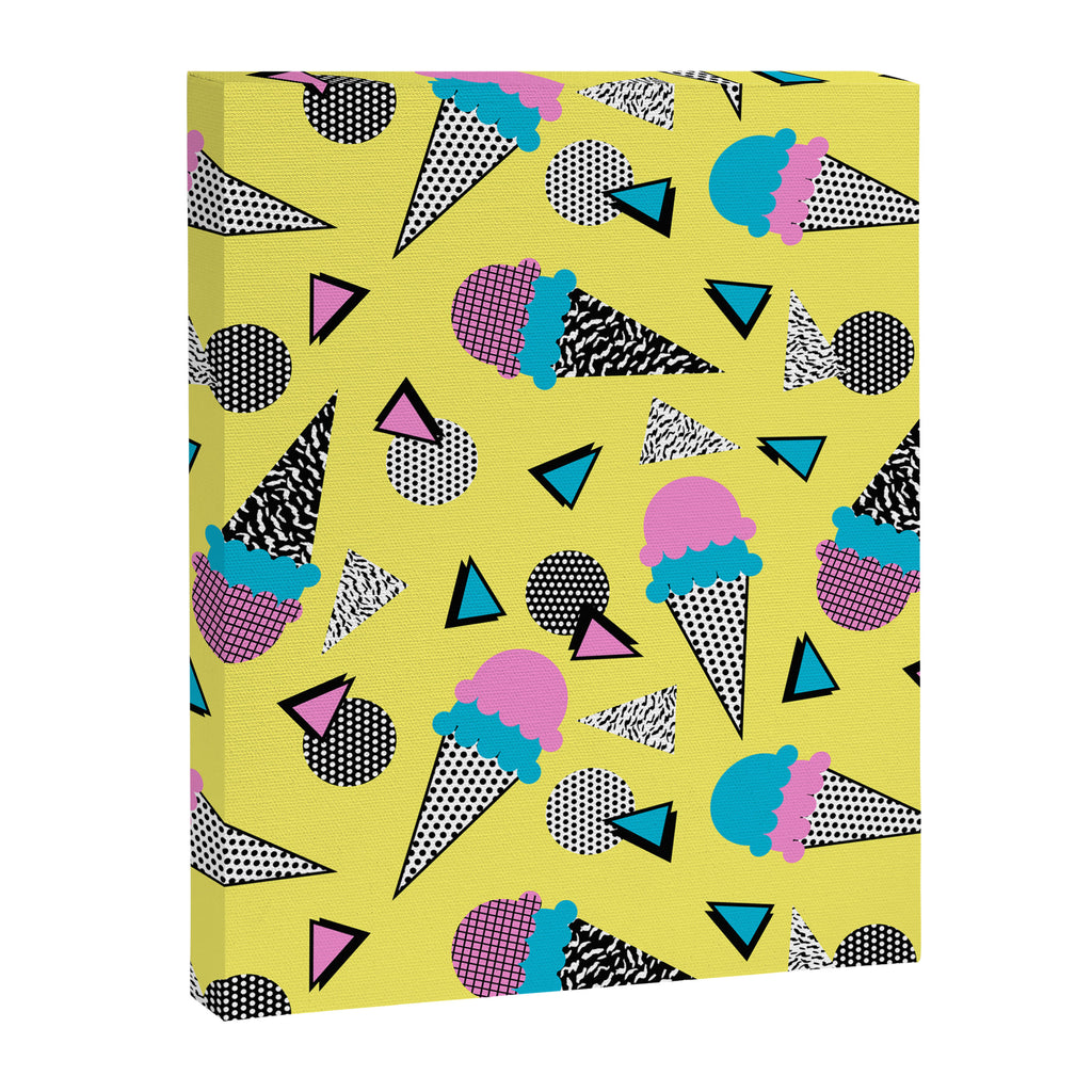 Cruncher - memphis throwback ice cream cone desert 1980s 80s style retro geometric neon pop art Canvas Print Gallery Image 6