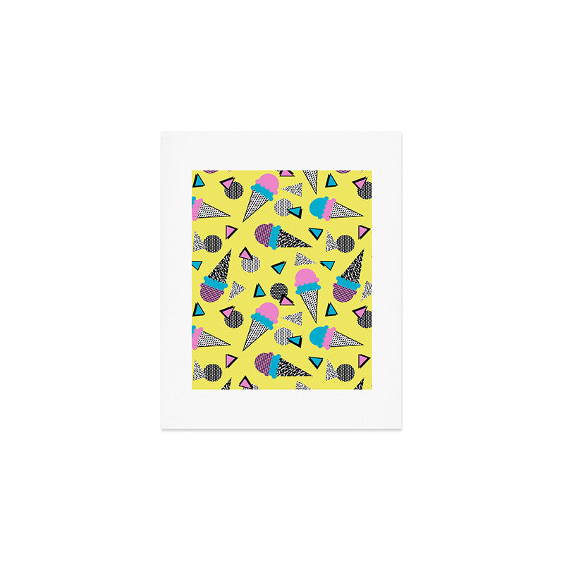 Cruncher - memphis throwback ice cream cone desert 1980s 80s style retro geometric neon pop art Art Print Gallery Image 1