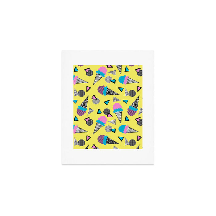 Cruncher - memphis throwback ice cream cone desert 1980s 80s style retro geometric neon pop art Art Print Gallery Image 1