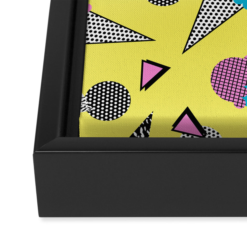 Cruncher - memphis throwback ice cream cone desert 1980s 80s style retro geometric neon pop art Framed Canvas Print Gallery Image 3