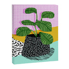 Decent - memphis retro neon throwback illustration pop art houseplant socal urban kids trendy art Canvas Print Gallery Image 6