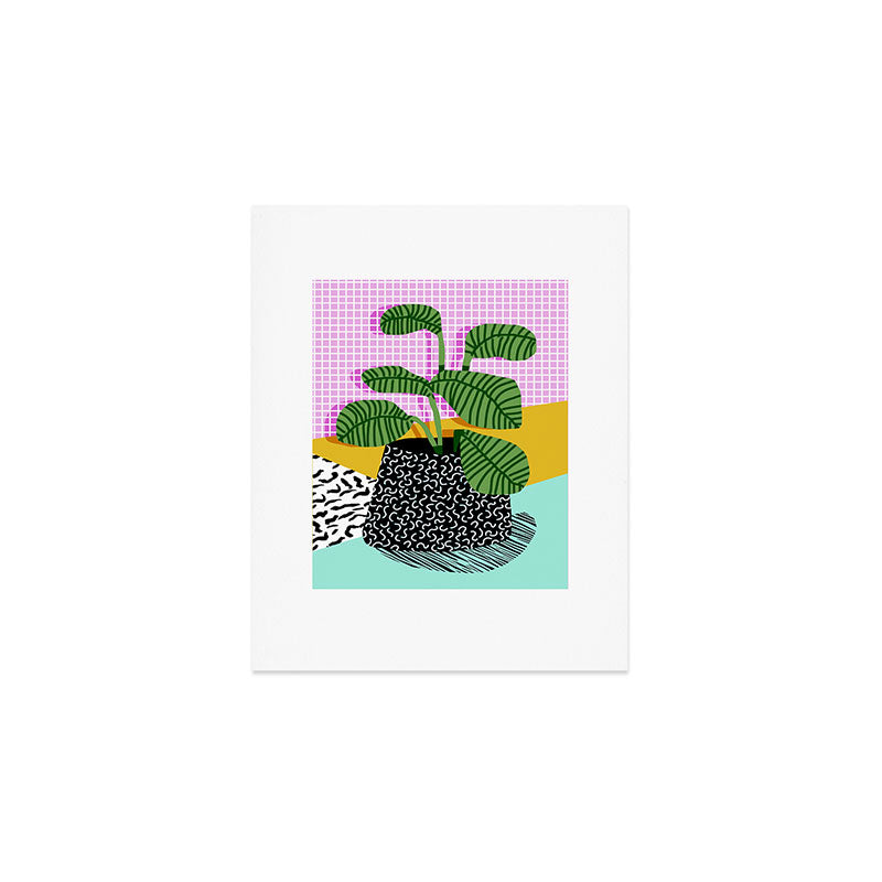 Decent - memphis retro neon throwback illustration pop art houseplant socal urban kids trendy art Art Print Gallery Image 1