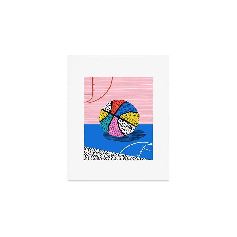 Dish - memphis art print, basketball art print, sports art print, 80s art prints, retro art Art Print Gallery Image 1