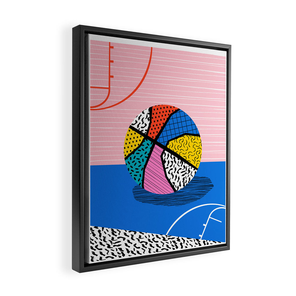 Dish - memphis art print, basketball art print, sports art print, 80s art prints, retro art Framed Canvas Print Gallery Image 2