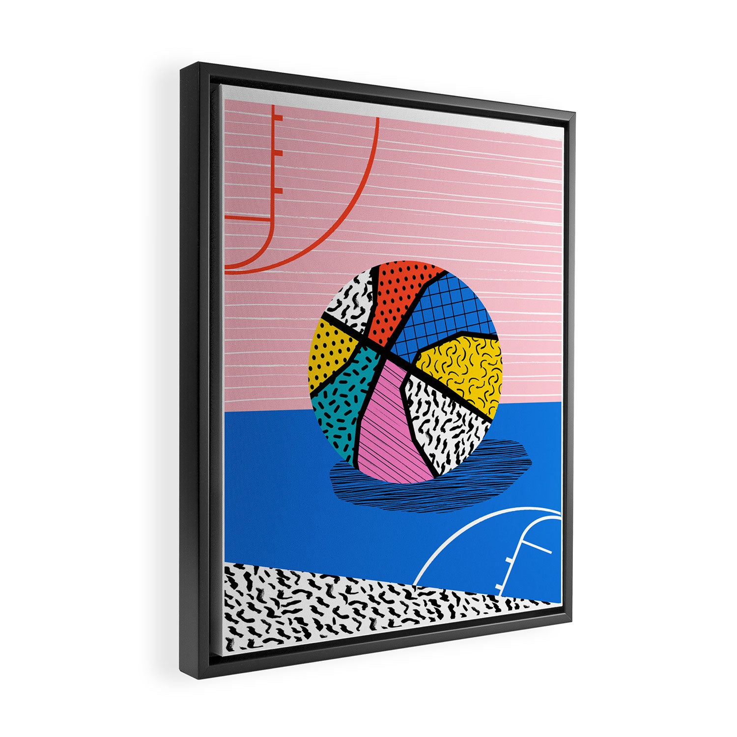 Dish - memphis art print, basketball art print, sports art print, 80s art prints, retro art Framed Canvas Print Gallery Image 2