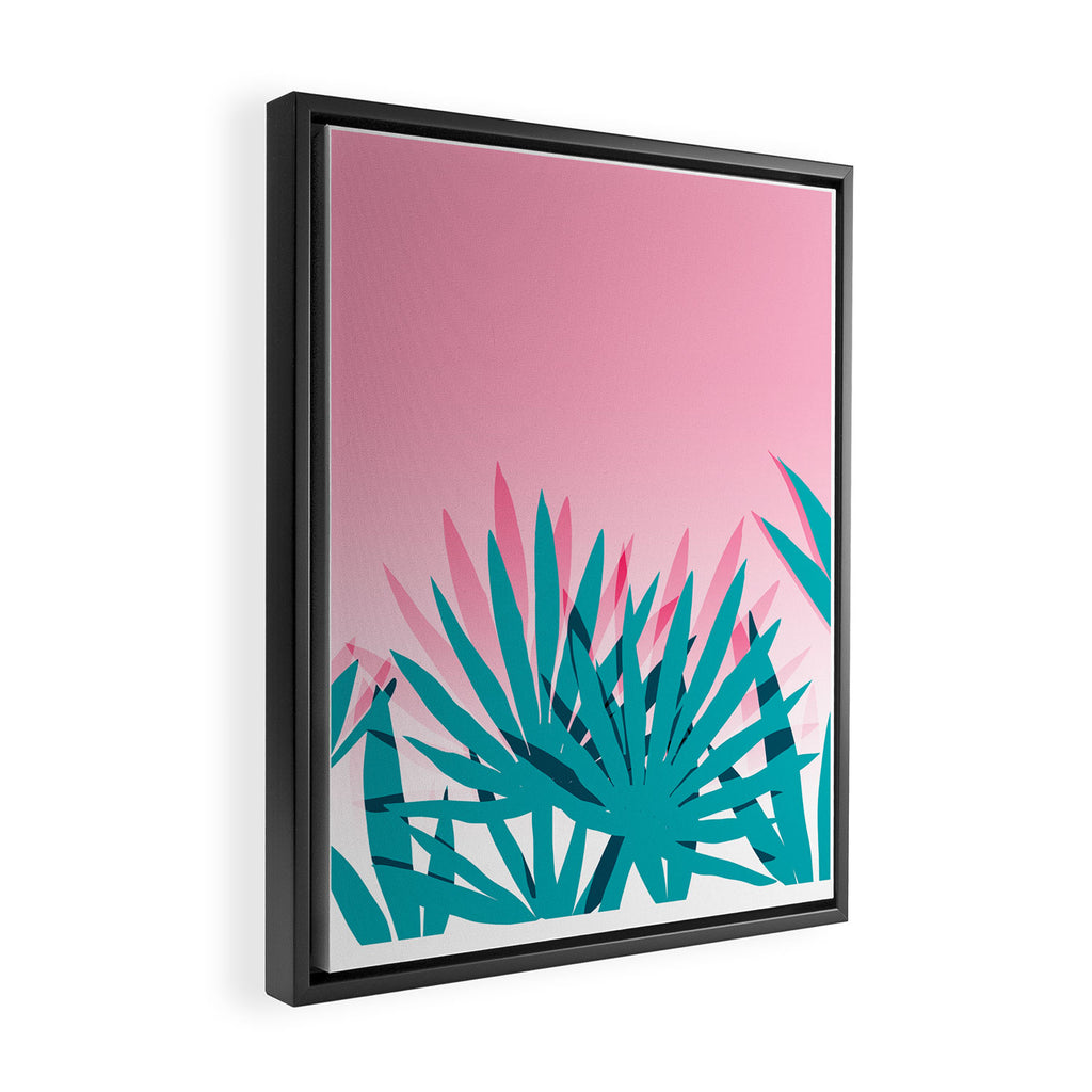 Dissed - memphis retro vintage neon pink pastel ombre trendy girl gift for hipster urban beach goer Framed Canvas Print Gallery Image 2