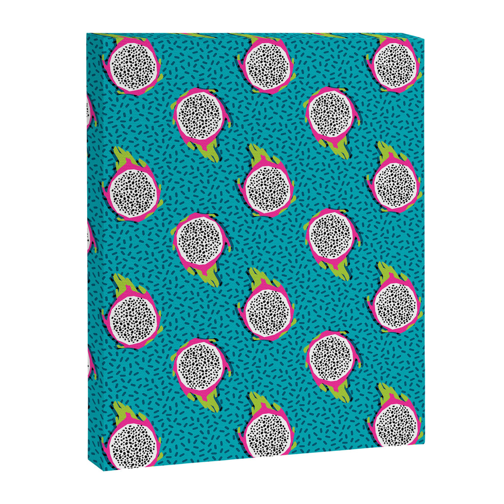 Dragonfruit retro style pattern tropical fruits vegan art print exotic throwback 80s Canvas Print Gallery Image 6