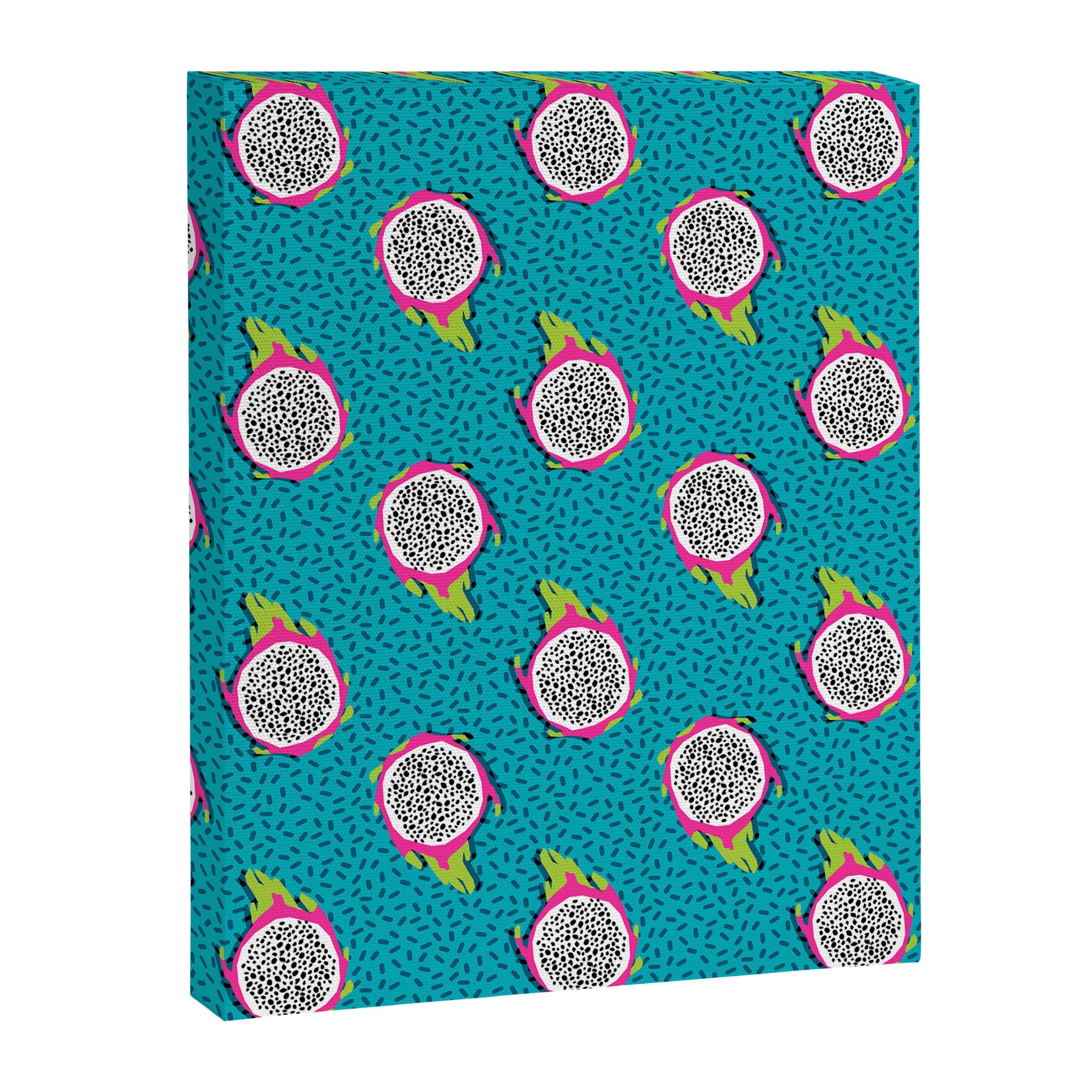 Dragonfruit retro style pattern tropical fruits vegan art print exotic throwback 80s Canvas Print Gallery Image 6