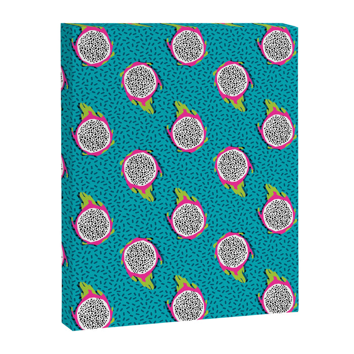 Dragonfruit retro style pattern tropical fruits vegan art print exotic throwback 80s Canvas Print Gallery Image 1