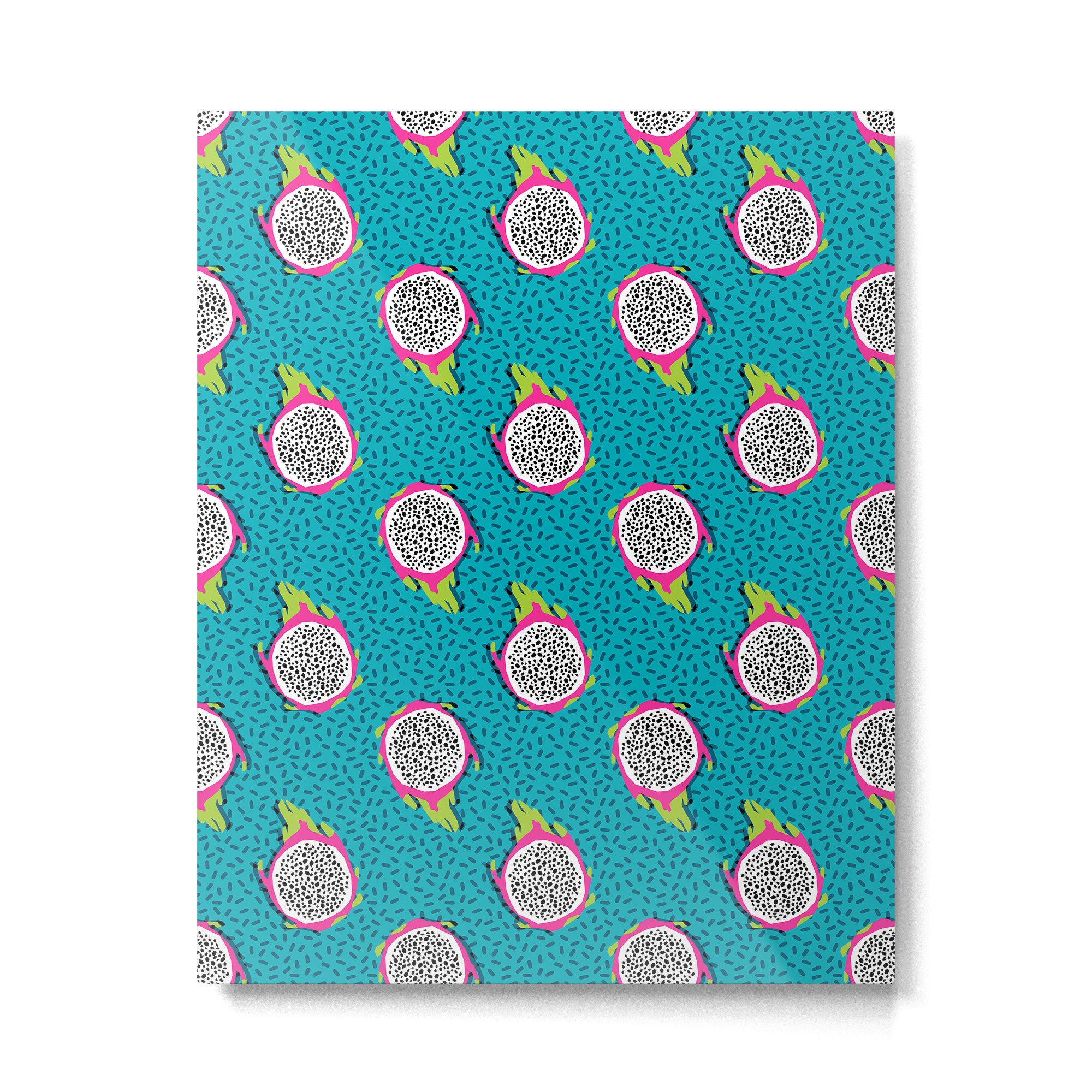 Dragonfruit retro style pattern tropical fruits vegan art print exotic throwback 80s Metal Print Gallery Image 4